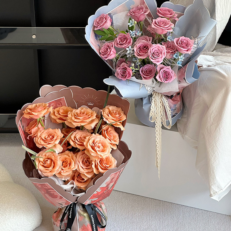 Impresión artística serie de pintura al óleo en papel floral florista diy material de embalaje de flores 100g papel kraft embalaje de flores