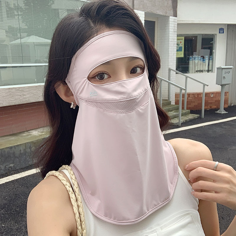 Protector solar de seda de hielo, máscara facial, señoras, verano, ciclismo al aire libre, velo de sombra de cara completa, orejas colgantes, cara transpirable, Gini
