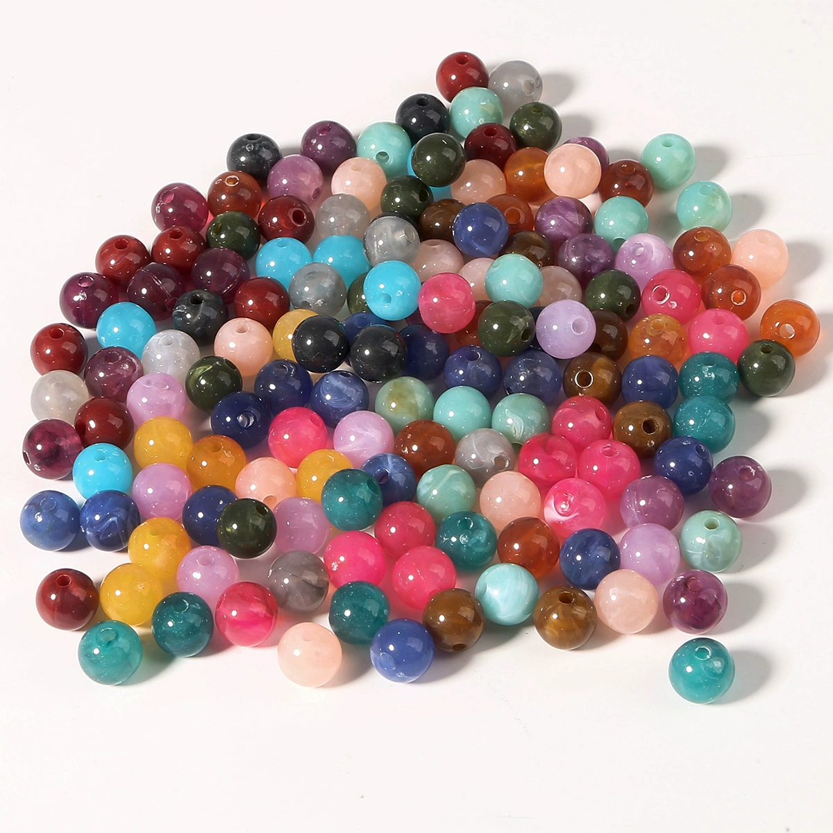 Акриловые бусины 6–10 мм, отверстие 1.3/1.8/2 мм, 30 шт в упаковке, assorted colors (DIY украшения)