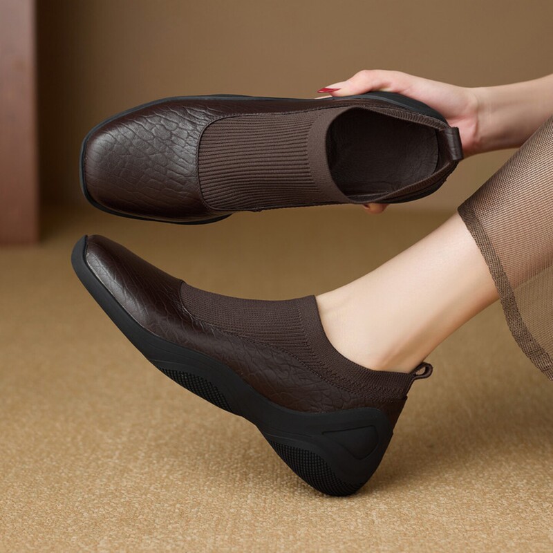 Square-Toe French-Style Ultra-Soft Flat Shoes, Thick-Soled Single Shoes for Women, Spring and Autumn Soft-Soled Deep-Cut Casual Slip-On Leather Shoes for Women Square-Toe French-Style Ultra-Soft Flat Shoes, Thick-Soled Single Shoes for Women, Spring and Autumn Soft-Soled Deep-Cut Casual Slip-On Leather Shoes for Women