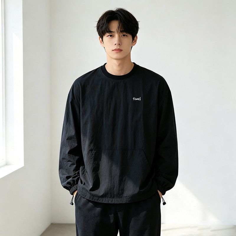 Spring and autumn thin round-neck sweatshirt, unisex, loose fit, suitable for outdoor sports, trendy and versatile, casual pullover jacket for couples