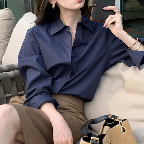 Pre-sale spring-summer fashion shirt, suitable for all seasons, loose straight-cut silhouette women's shirt top