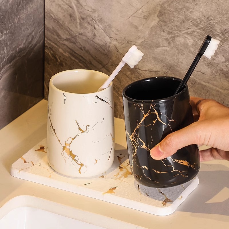 Taza de enjuague bucal taza de cepillo de dientes de pareja taza de dientes de cerámica de lujo ligero de alta gama taza de lavado taza de cepillo de dientes de alta calidad