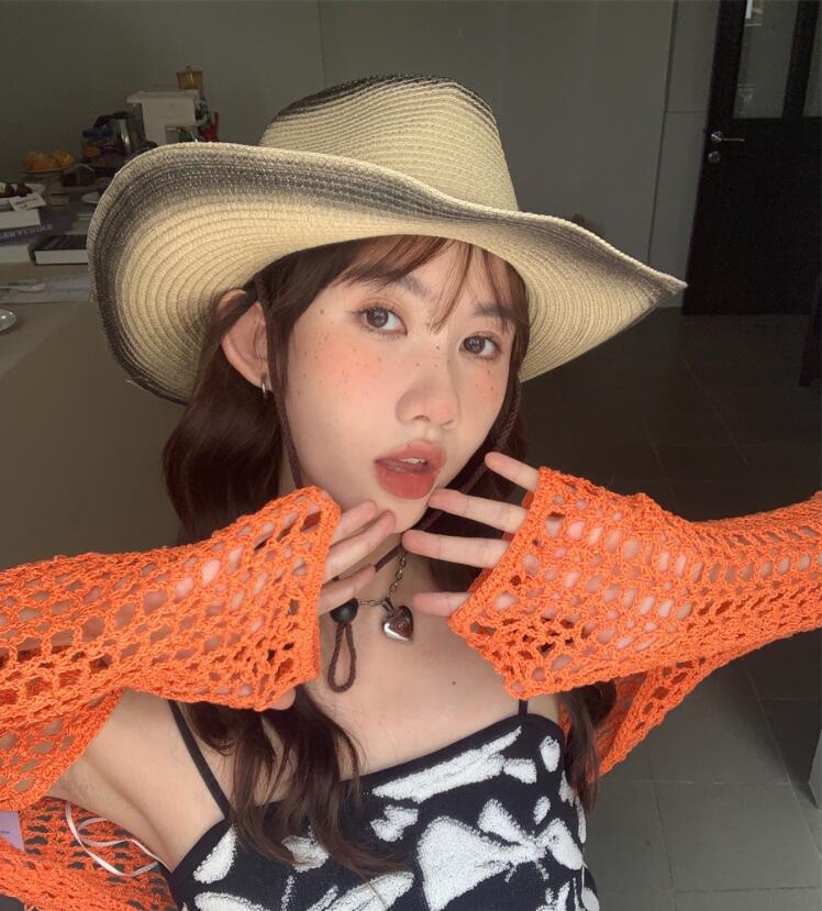 Straw Hat Hats Type Daily Occasion Women's Fashion Tie Dye Big Eaves Straw Hat