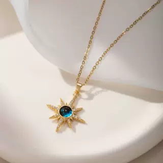 梦幻星球锆石项链铜镀轻奢气质华丽满钻八芒星锁骨链厂家直售批发