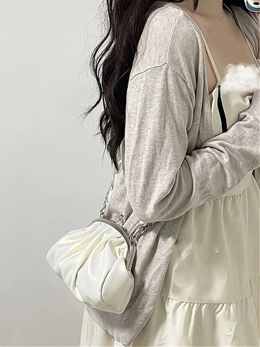  new summer style girl's cute pleated clip bag niche high-end chain bag portable crossbody bag dumpling bag