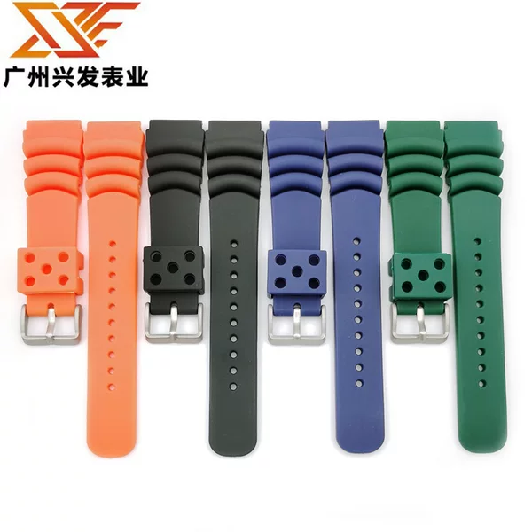 20mm 22mm Black Blue Green suitable for Seiko water ghost canned abalone PU watch strap