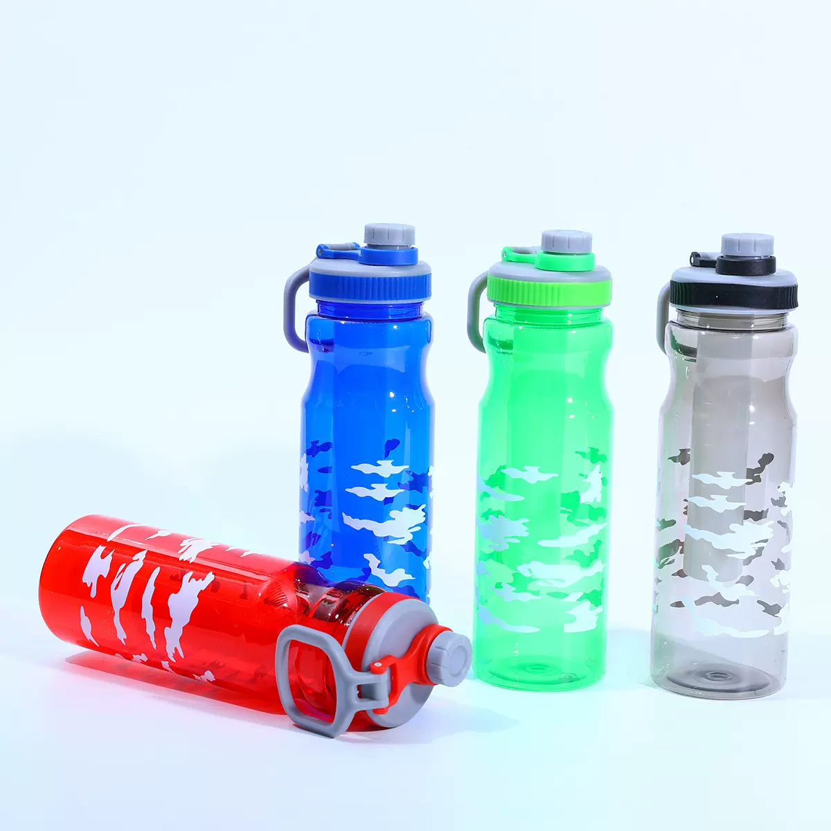 便携式迷彩运动水杯带环扣便携学生军训专用户外水壶男女塑料水杯