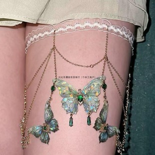 Super Fairy Lace Butterfly Tassel Leg Chain for Women Niche Design Leg Ring Forest Style High-Looking Body Chain Sweet and Cool Sexy Style