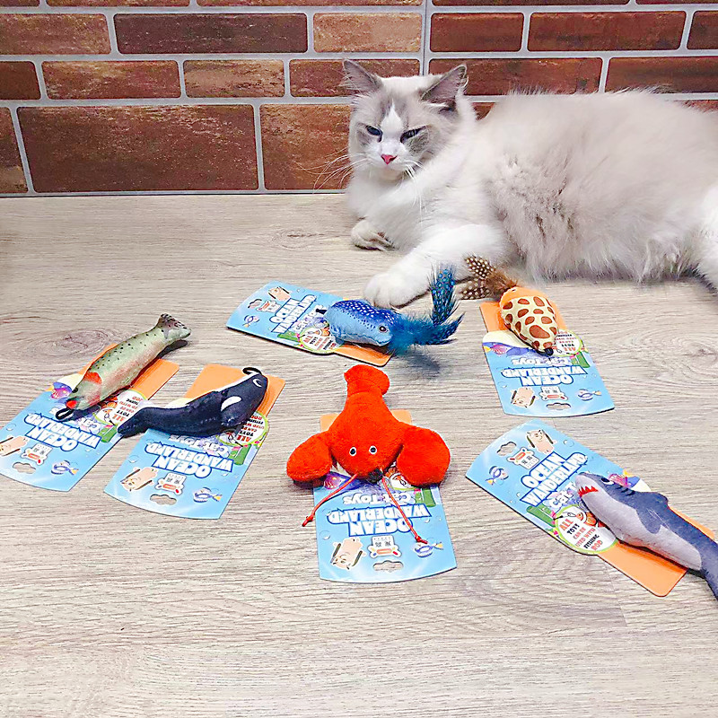New Teasing Ocean Deep Sea Elf Series Pet Bite Resistant Feather Self Fun Soothing Cat Toy_voghion.com