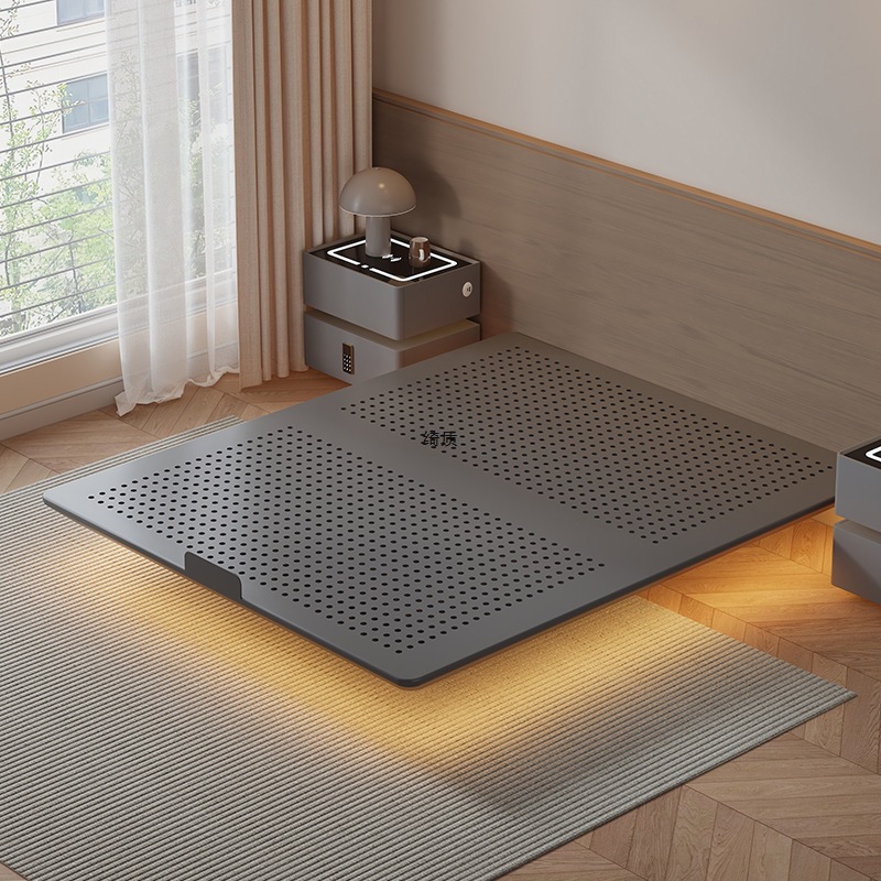 2025 New Suspended Bed Iron Frame Bed Household Stainless Steel Hole Board Without Backrest and Bedside Wrought Iron Suspended Bed Frame