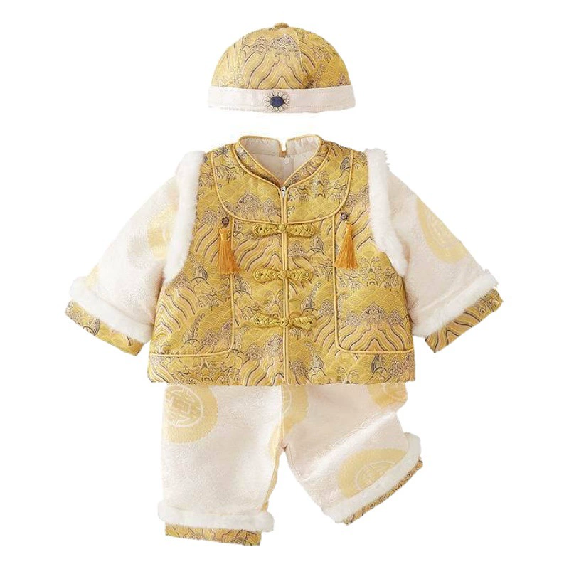 Ребенок Один Год Ловить Неделю Тан Костюм Ребенок Сто дней и сто лет Новый Год Платье в китайском стиле Детская зимняя утолщенная одежда Ханьфу
