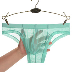 君也男士內褲網紗透明三角褲薄款男囊袋性感透氣夏季男青年短褲頭