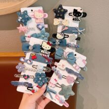 儿童牛仔发夹卡通可爱kt猫女童侧边刘海夹宝宝碎发夹对夹发卡头饰