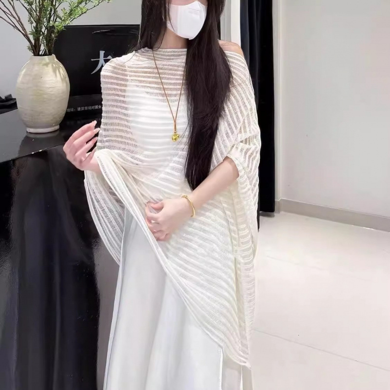 2025 New Versatile Elegant Knitted Pullover Batwing Shawl Cape Top for Women Korean Style Loose Trendy