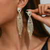 Retro fashionable accessory for bride, universal earrings with tassels, European style