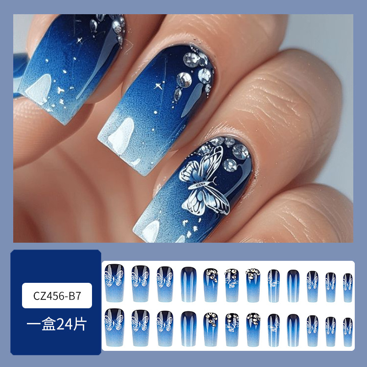 Pieza de uñas de desgaste súper largo diamante transfronterizo uña falsa pieza europea y americana pieza de uñas Comercio exterior parche de uñas prensa en las uñas