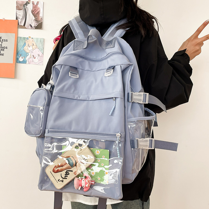 Japón fresco y dulce mochila de niña nueva gran capacidad mochila de estudiantes de secundaria secundaria simple mochila de color sólido mujer