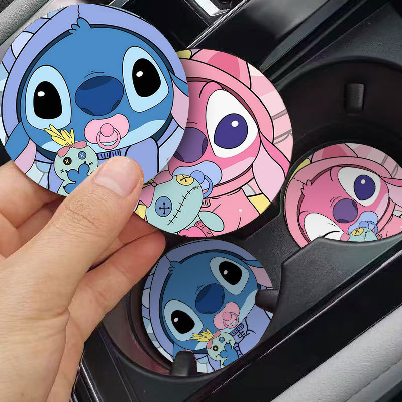 Stitch Cute Car Coaster Door Slot Storage Mat Car Interior Supplies Cartoon Car Anti-Slip Mat Storage Mat