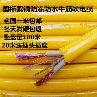 National Standard Pure Copper Tendon Soft Wire 2*1.01.5 2.5 Sheathed Wire Waterproof and Antifreeze Socket Power Cord Cable