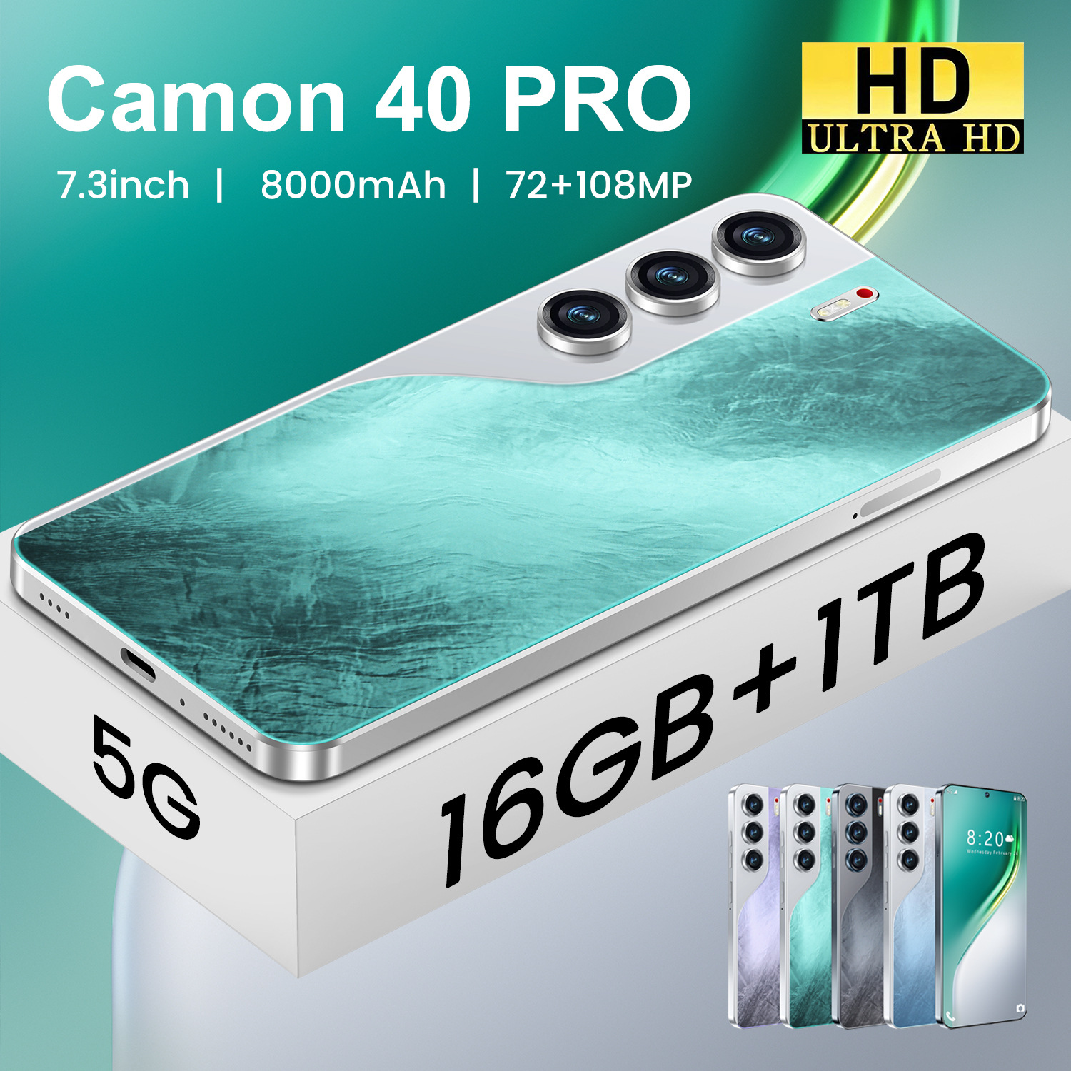 Cacom40 Pro Cross-Border 7.3inch Hd Screen Android 2+16g True 4g Popular Mobile Phone Available Worldwide