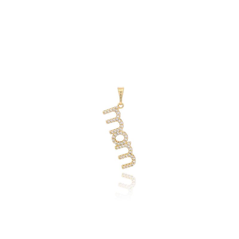 Collar con colgante de letra en aleación electrochapada en color oro de 14k, con piedra artificial, regalo para el Día de la Madre, de Xuping.