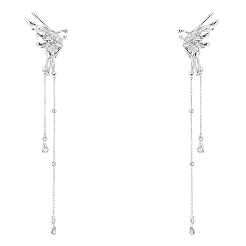 Ángel de alas de nicho de diseño de nicho de diseño de alto nivel fría mariposa sin agujeros de orejas de hueso de orejas de mujer
