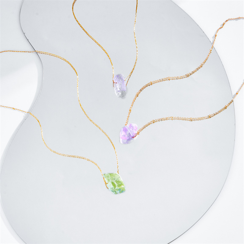 Simple Style Geometric Copper Pendant Necklace Natural Stone Copper Necklaces