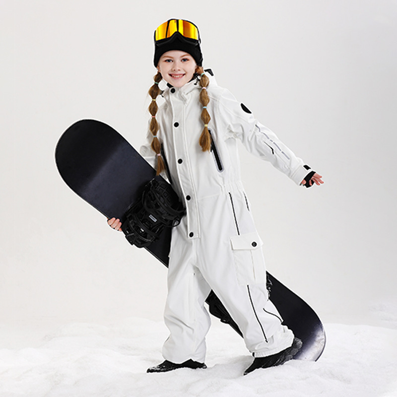 Children's Ski Clothing for Boys and Girls, One-Piece Ski Suit, Warm, Windproof, Waterproof, Cotton-Padded Snow Suit, Complete Equipment