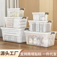 跨境衣服收纳箱透明零食玩具储物箱特大号车用整理箱塑料收纳盒