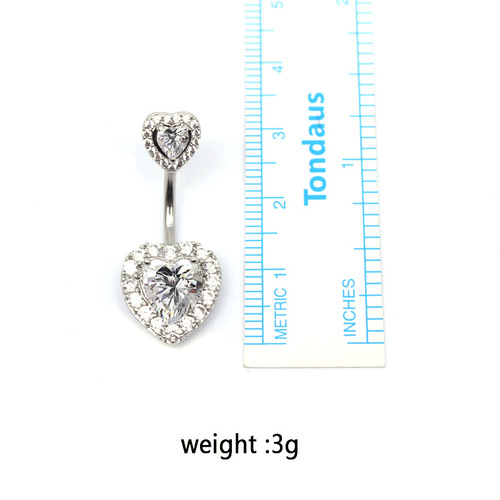 Gabby European and American cross-border heart-shaped navel ring piercing heart-shaped butterfly pendant inlaid with zircon navel jewelry manufacturer