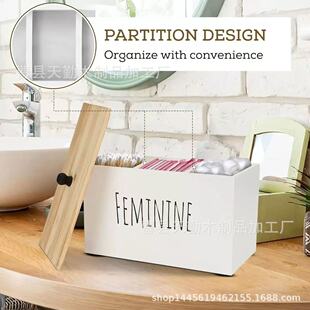 Customized Wooden Laundry Room Laundry Bead Storage Box with Lid Household Bathroom Face Towel Sanitary Napkin Storage Box