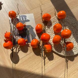 Simulated persimmon fruit pomegranate foam fruit home New Year blessing bucket flower arrangement accessories red fruit decorative flower ornaments wholesale