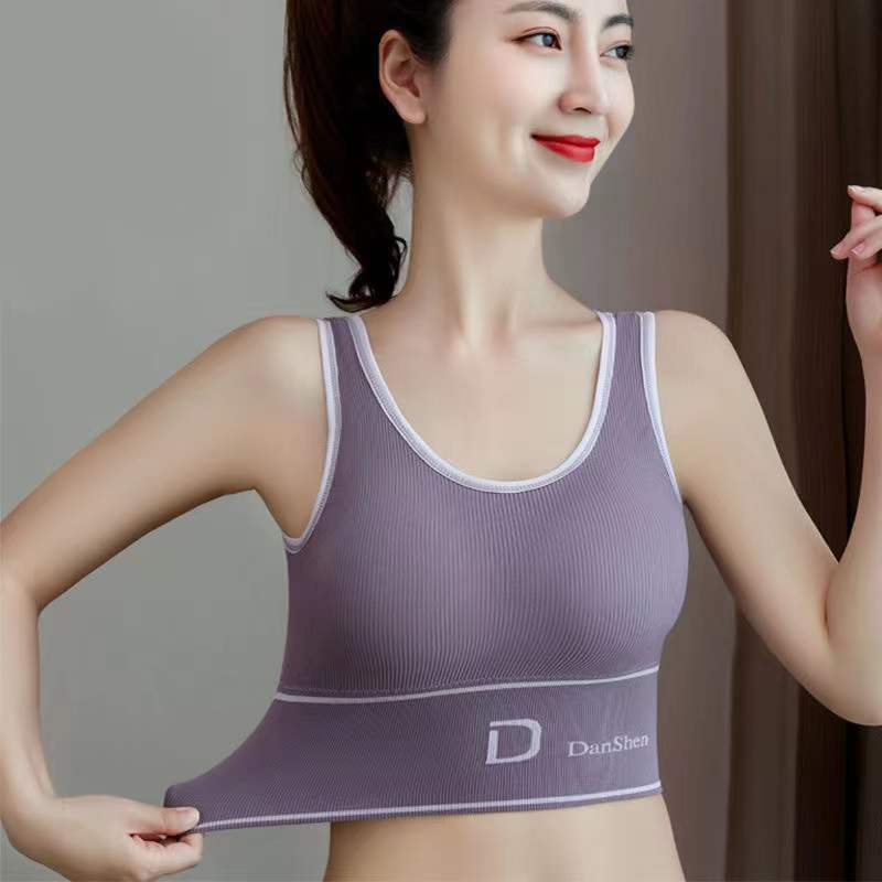 여성용 스포츠 브라, 충격 방지, 와이어 프리, 아름다운 등 캐미솔, 이너 레이어드 셔츠, 가슴 패드가 있는 아우터 탑