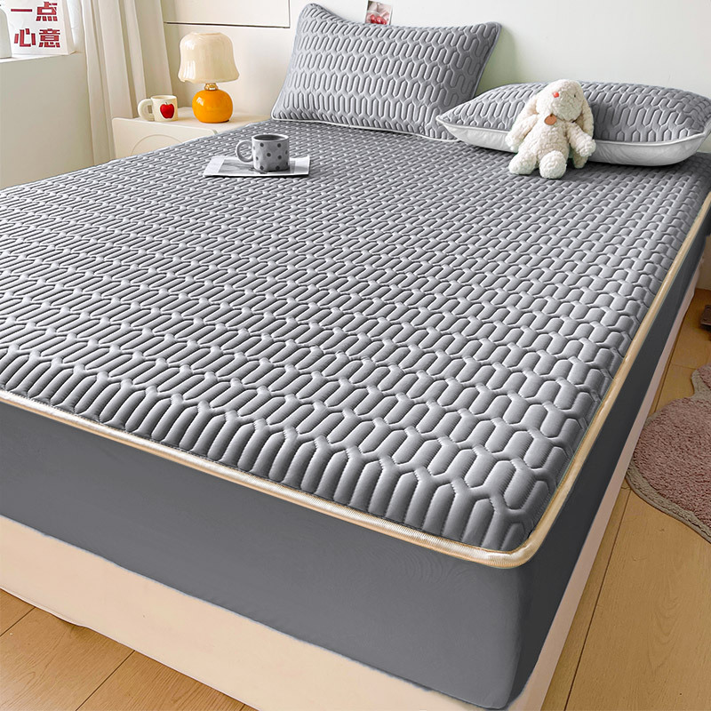 Summer Three-Piece Fitted Sheet Set Class a Thickeneded Ice Silk Mat Bed Cover Bed Cover Mattress Protector Anti-Slip All-Inclusive Dustproof