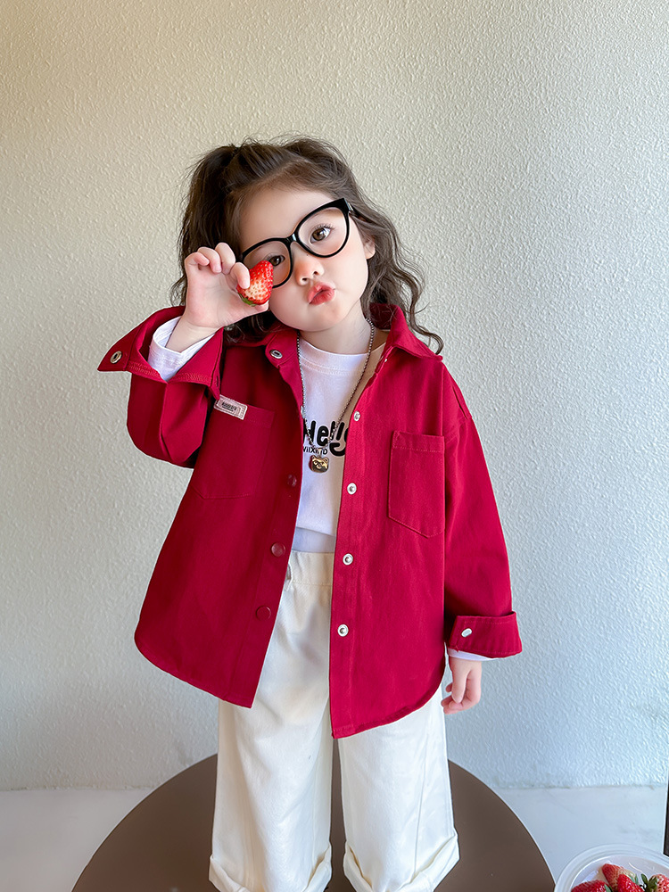 Camisas para niñas, ropa de primavera y otoño 2025 nuevos abrigos casuales para niños, camisas para niñas, blusas para bebés de estilo occidental coreano