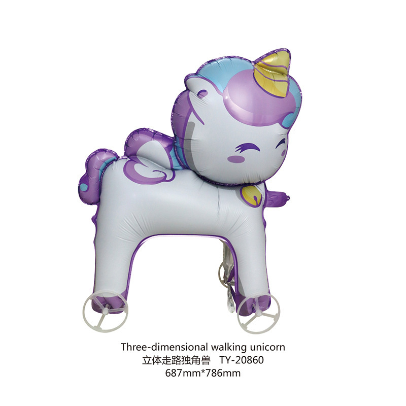 新しいスタイルの子供の赤ちゃんの誕生日車輪付き漫画ウォーキング動物バルーン装飾シーンレイアウトインターネット有名人の屋台商品|undefined