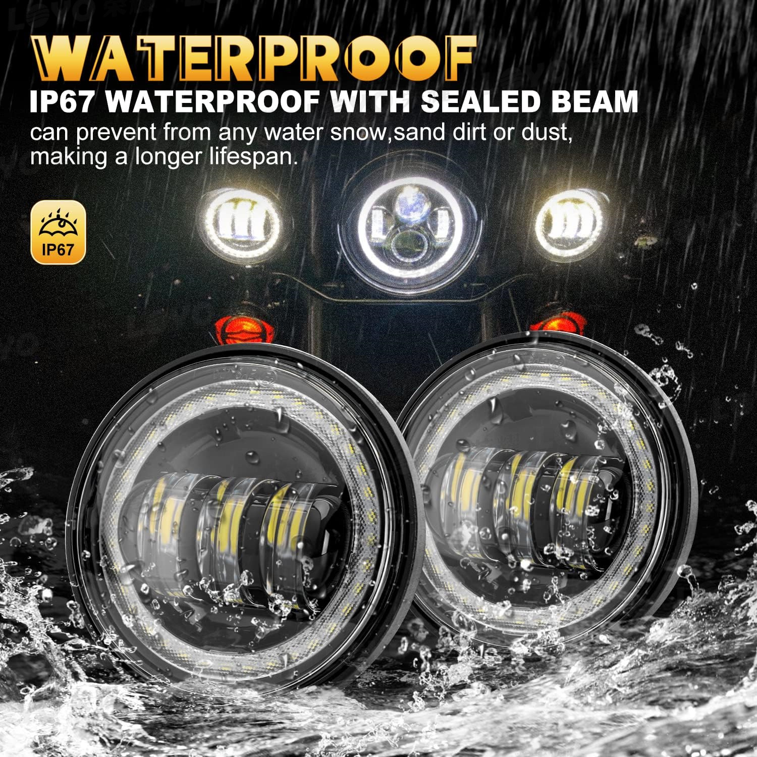 4.5 inch Harley fog lamp 30W Harley motorcycle modified LED fog lamp with aperture Devil eye