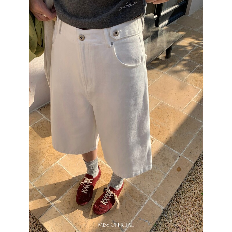 Early Spring 26 Years Ago! [Miss Misi Home] Casual Mid-Waist Loose-Fitting Cropped Wide-Leg Washed Casual Pants W69013