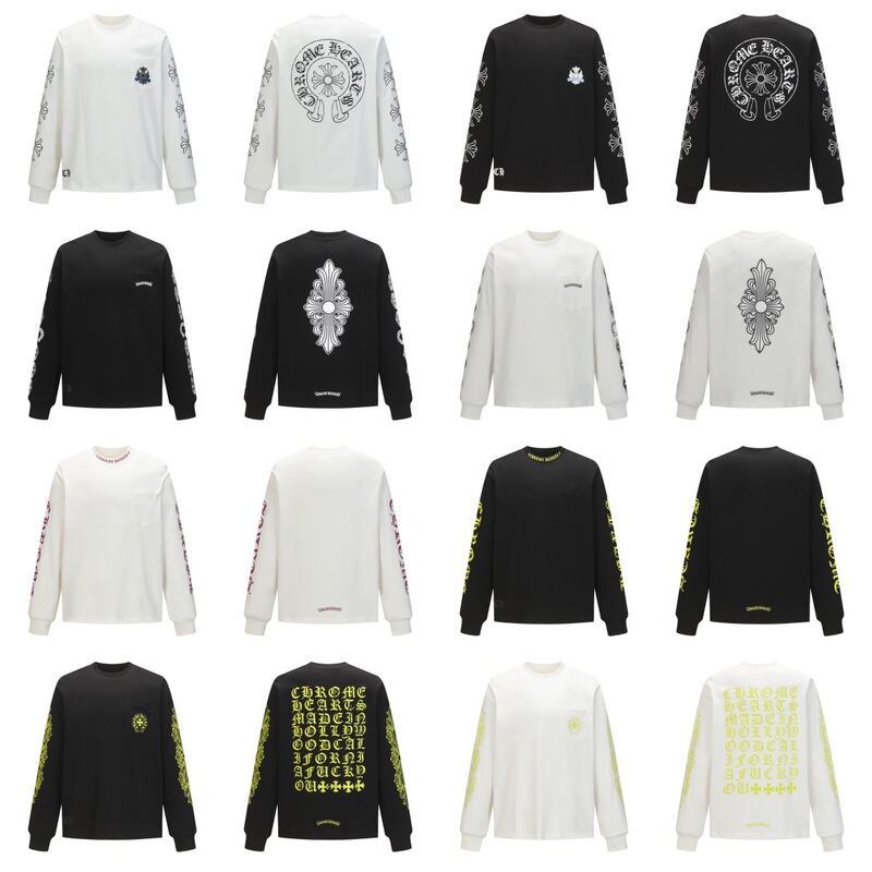 [Full Range] Chrome Hearts Long-Sleeve T-Shirt, Pure Cotton, Luxury Embroidery, Long-Term Supply