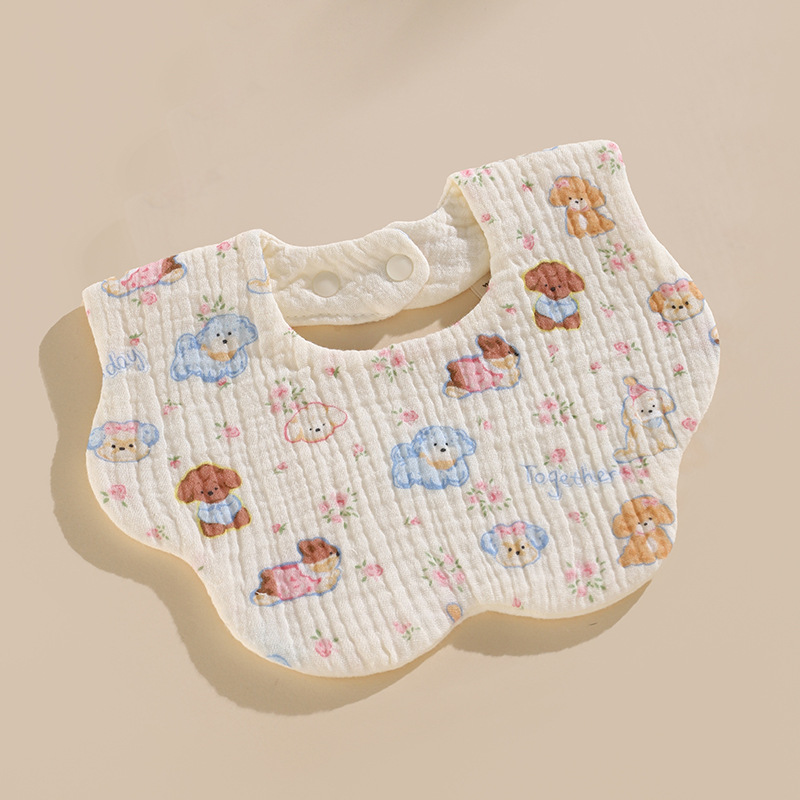 Babero para bebé tipo a babero redondo de seis capas para niños dibujos animados recién nacido algodón puro primavera y verano