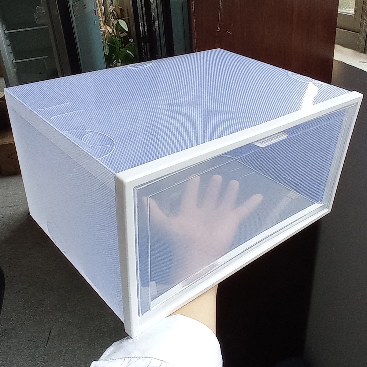 Caja de almacenamiento de zapatos de plástico transparente, caja de zapatos con tapa abatible, organizador de zapatos para el hogar, artefacto de almacenamiento de zapatos para mujer, caja de almacenamiento engrosada