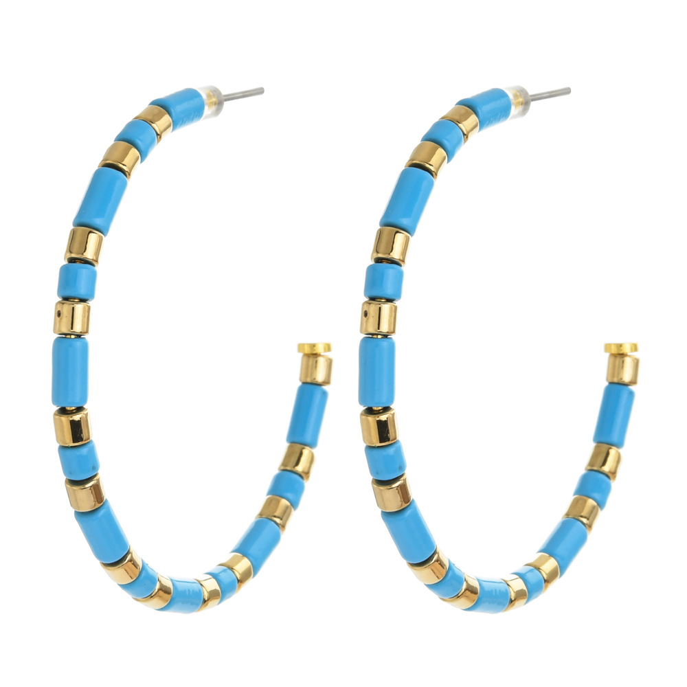 Casual, Daily, Shopping Occasion 1 Pair Vintage Style Classic Style C Shape Geometric Beaded Enamel Alloy Ear Studs