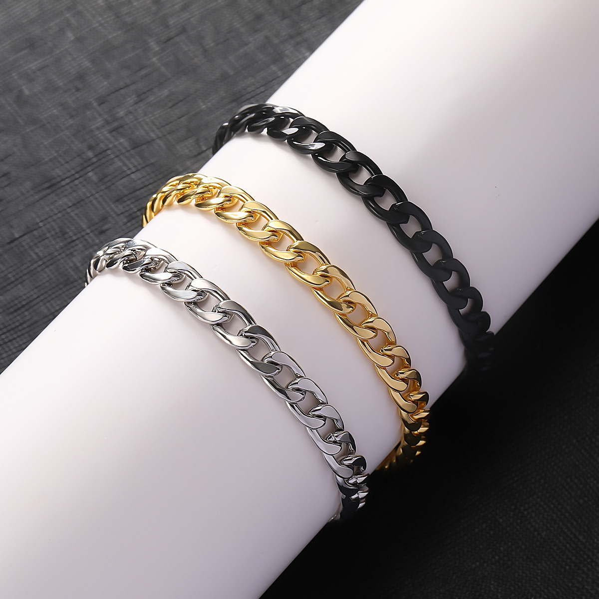 跨境金属古巴手链欧美个性嘻哈朋克古巴链高级感百搭男潮手饰饰品