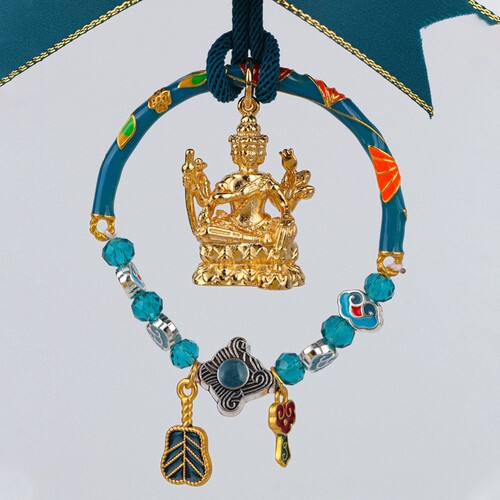 Thai Buddhist amulet LP Suban 2564 Erawan Buddha car hanging peacock blue car rear view mirror hanging car pendant