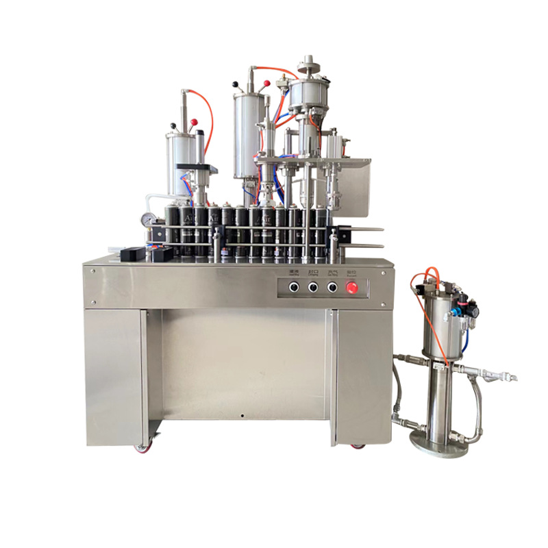 Máquina de llenado de aerosol Cuatro en Uno máquina de llenado de aerosol de medicina blanca herida máquina de llenado de aerosol de desinfección de tanque de compresión