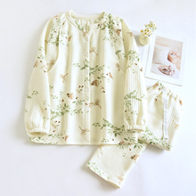 月子服秋冬款空气棉加绒加厚哺乳睡衣春秋款精梳棉产后纯棉哺乳衣