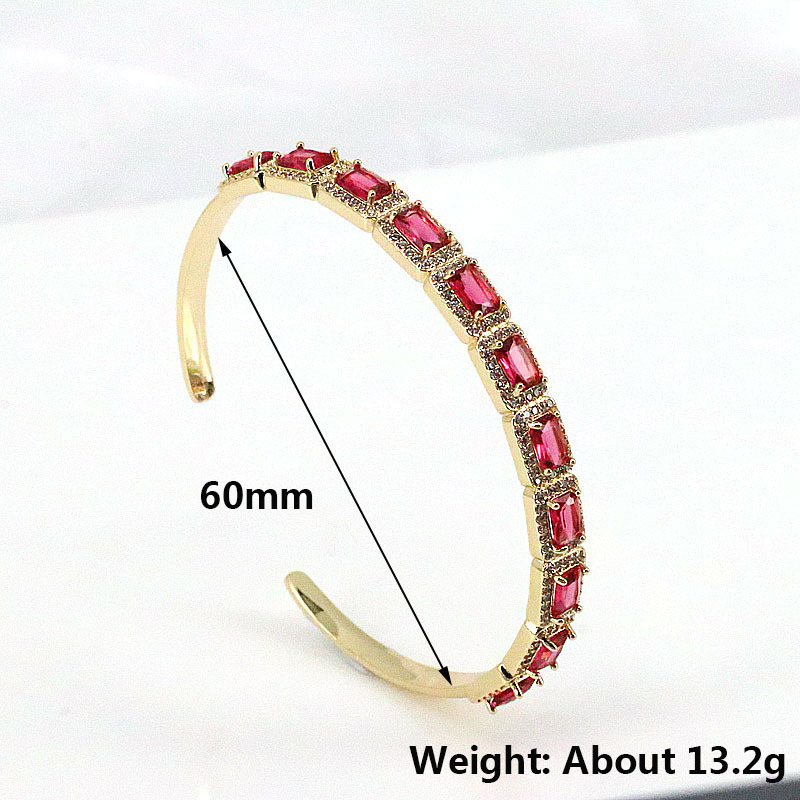 Fashion copper 18K Gold plated Multi-Color Rectangular Zircon Bracelet