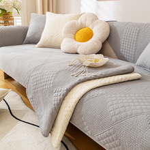 奶油风灰色沙发垫纯棉简约四季通用防滑坐垫现代皮沙发套罩盖布巾