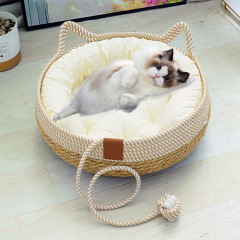 越境草編み冬保温猫の巣蒲草編み猫用品四季通用超大型ペットの巣現物